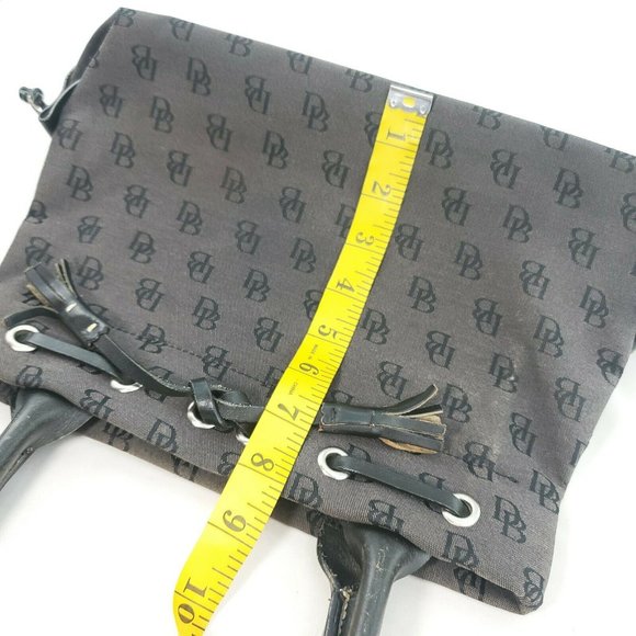 Vtg Dooney & Bourke Womens Black Signature Print Canvas Double Handles Tote Bag - Picture 10 of 15